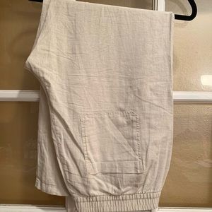 Oatmeal colored Linen wide leg pants